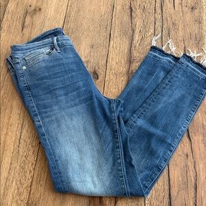 Good American Distressed Blue Cropped Jeans